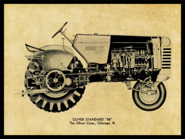 Oliver Tractors NEW Metal Sign: Model Standard 88 Schematic Cutaway View