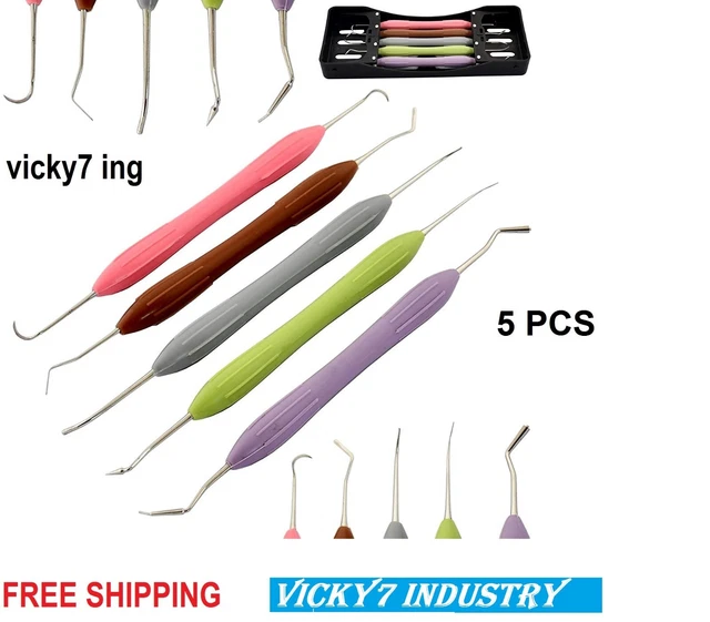 Pack of 5pcs Silicon Handle Composite Dental Filling  Probe Scaler Set