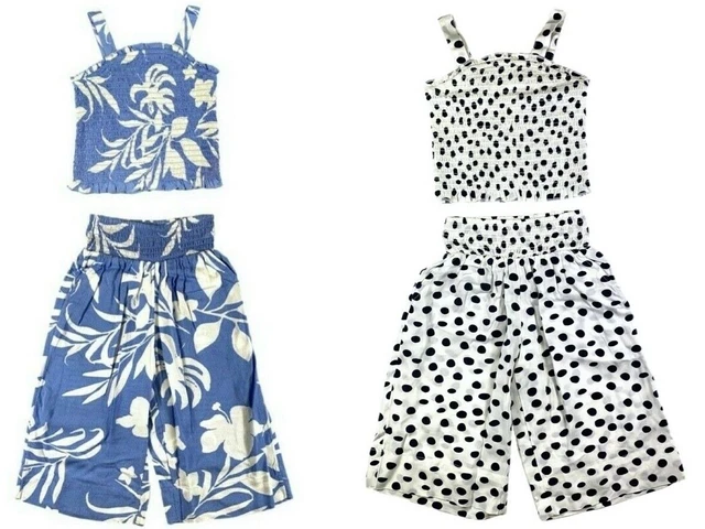 Ex Chain Store Girls 2 Piece Floral Co-Ord Set Ages 4 5 6 7 8 9 10