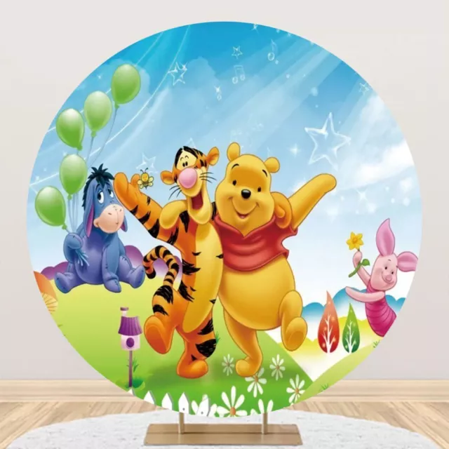 Round Winnie the Pooh Backdrop Birthday Photo Background Party Supplies Studio