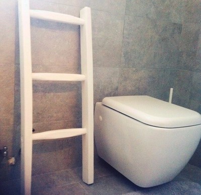 4 Scaletta porta asciugamani bagno in legno 5 ripiani colore bianco shabby chic 35 160 cm da appoggio FZS-763335 