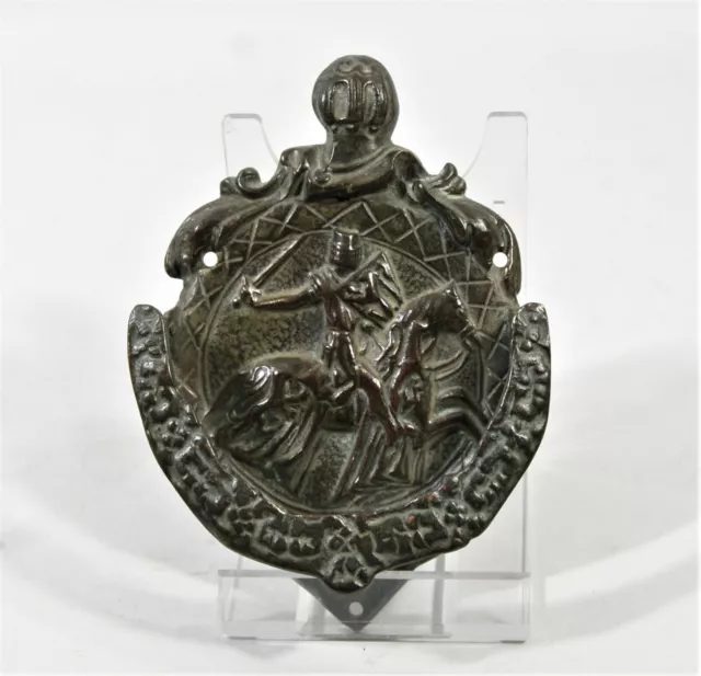 PETIT HEURTOIR DE PORTE ANCIEN. BRONZE, chevalier