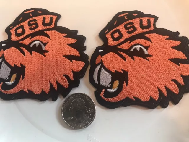 (2) OSU Oregon State Beavers vintage iron on embroidered patches Patch Lot 3” 3