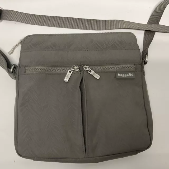 Baggallini Comrade Crossbody Purse Bag Dark Gray Multi Pockets EUC Travel