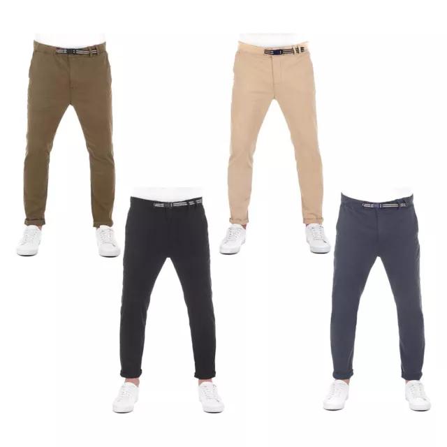 Riverso Homme Pantalon Chino RIVMalte Régulier Cliquez Ceinture en Tissu Neuf