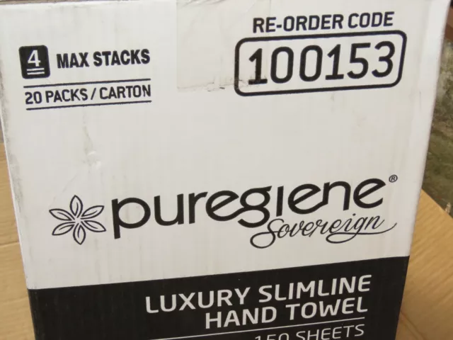 Puregiene Sovereign 100153 Luxury Slimline Hand Towels 20x150 packs 3