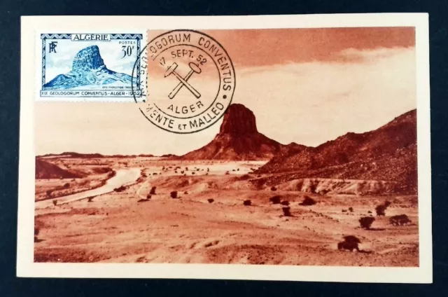 Algerie 1952 Rocher Du Hoggar Carte Maximum Fdc Maxicard  P258