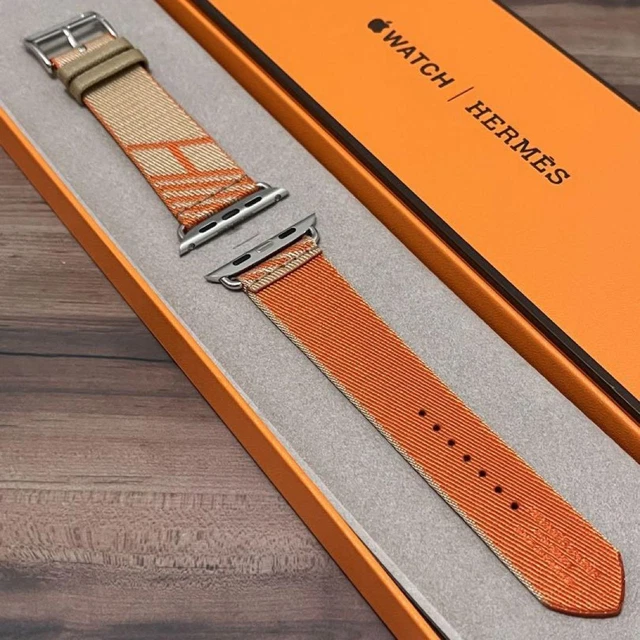 Apple Watch Hermes nylon Band 42 44 45mm Jumping Orange Used Japan Fedex