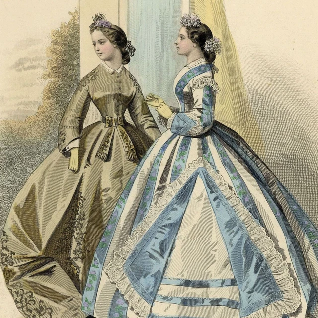 Les Modes Parisiennes Hairdress Flowers Engraving Watercolor Original 19th Century