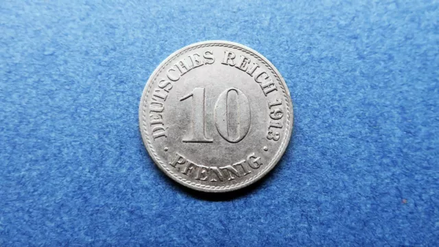 10 Pfennig Münze Deutsches Reich Kaiserreich 1913 - A - Großer Adler - Jaeger 13