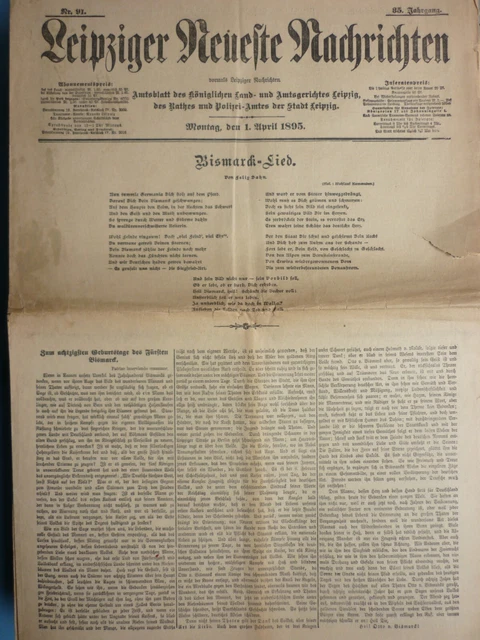 Original Zeitung " Leipziger Neueste Nachrichten " vom April 1895  3 Ausgaben