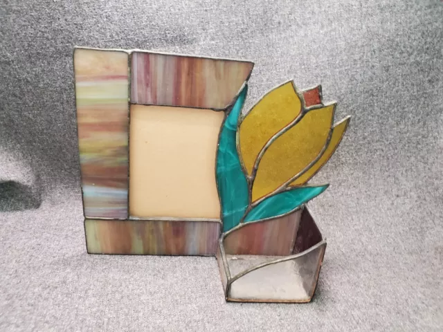 Handmade Stained & Slag Glass Picture Frame Card Holder