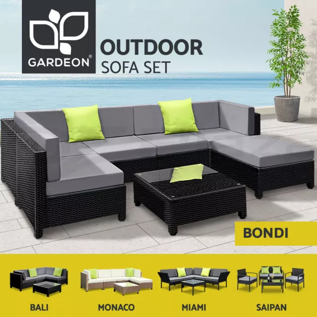 Gardeon Outdoor Sofa Lounge Setting Patio Furniture Wicker 3-7pcs Garden Chairs