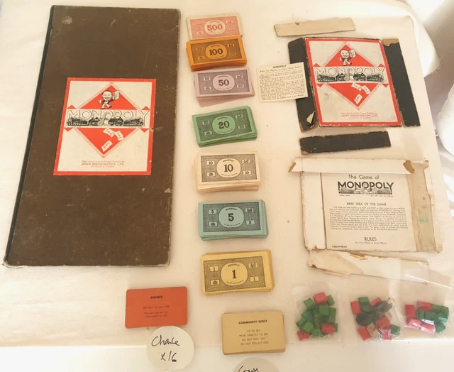 JEU ANCIEN MONOPOLY MIRO - 2 dés + 4 Pions Jeton Bois - années 60-odeur