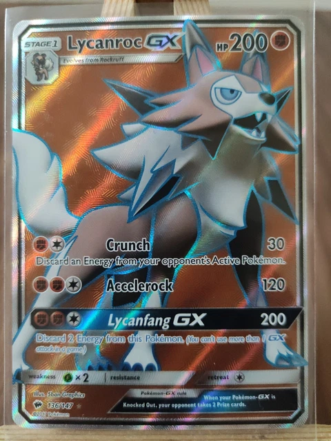 Lycanrox GX 136/147 Full Art Ultra Rare Holo Burning Shadows Pokemon Card * New