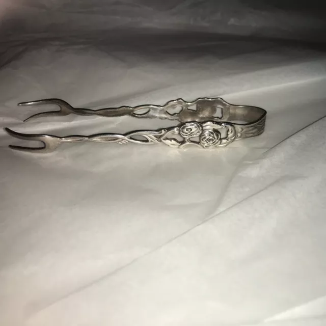 Vintage Nils Johan Sweden 4" Extra Pr.ns.alp Silver Plate Sugar Tongs 2