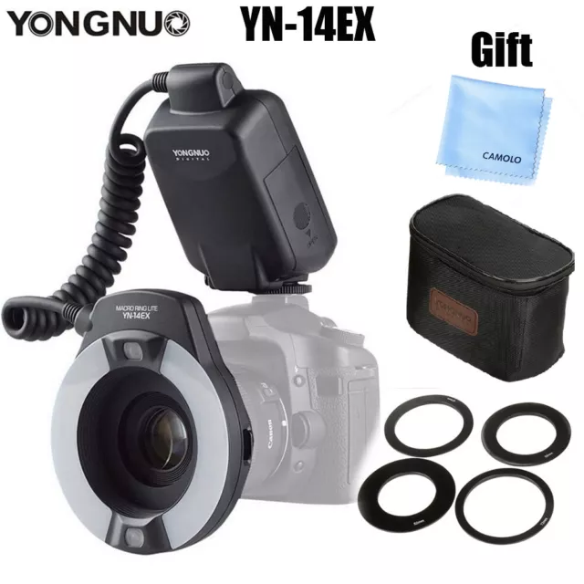 YONGNUO YN-14EX TTL Macro Ring LED Flash Light + Adapter Rings for Canon Cameras