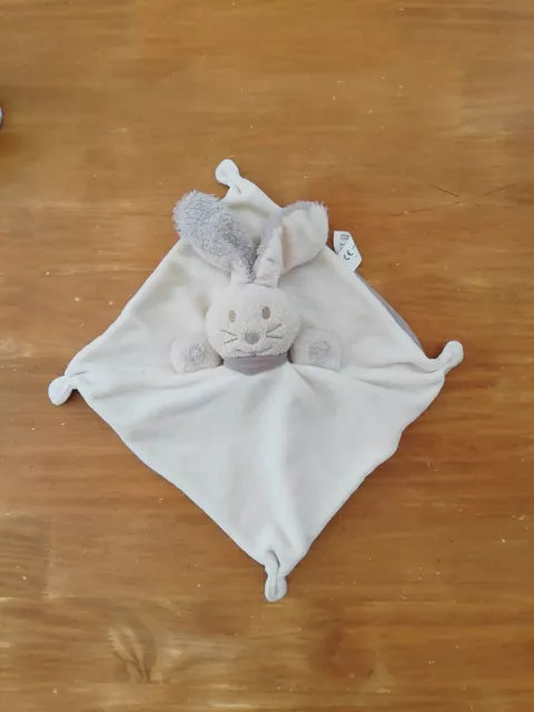 OL/ Doudou Nature Et Découvertes Lapin Plat Beige Carré 2 Tons