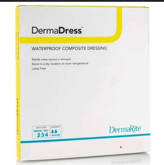 Aderezo compuesto DermaDress blanco 6 x 6" estéril impermeable 00277E 10 quilates