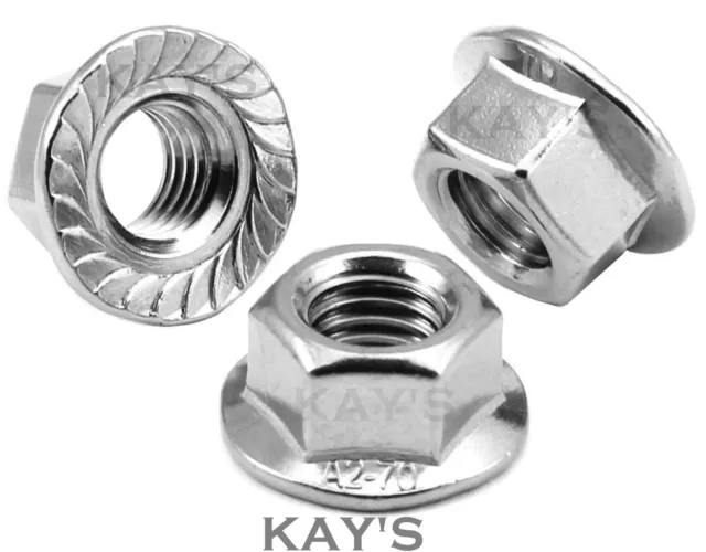 Flanged Nuts To Fit Metric Bolts/Screws A2 Stainless Steel M3,4,5,6,8,10,12,16