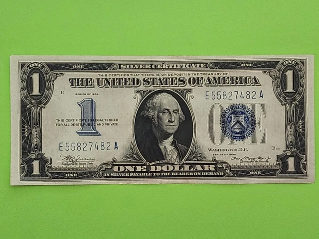 Rare 1934 $1 Silver Certificate Blue Seal Banknote ~ High Grade
