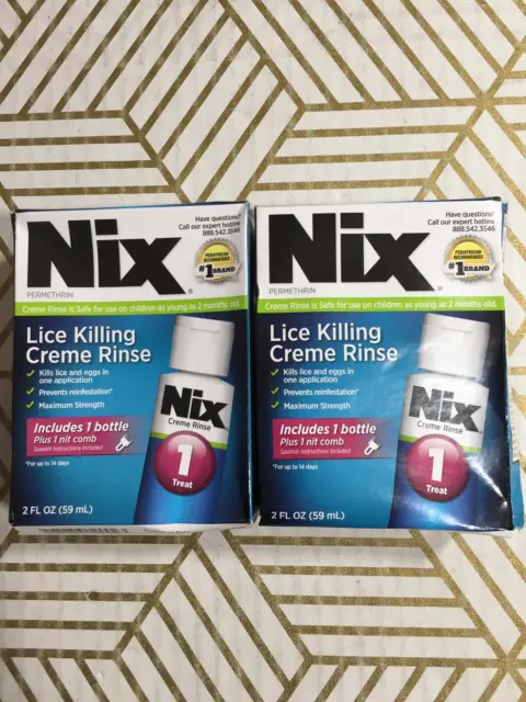 Nix Lice Killing Creme Rinse Extra Strength and Lice Comb, 2 Fl Oz | 2 PACK *NEW
