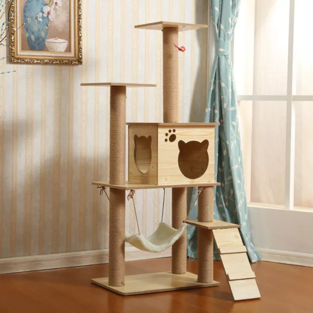 Katzenbaum Kratzbaum Sisal Kletterbaum Katzenkratzbaum Holz Spielbaum für Katzen