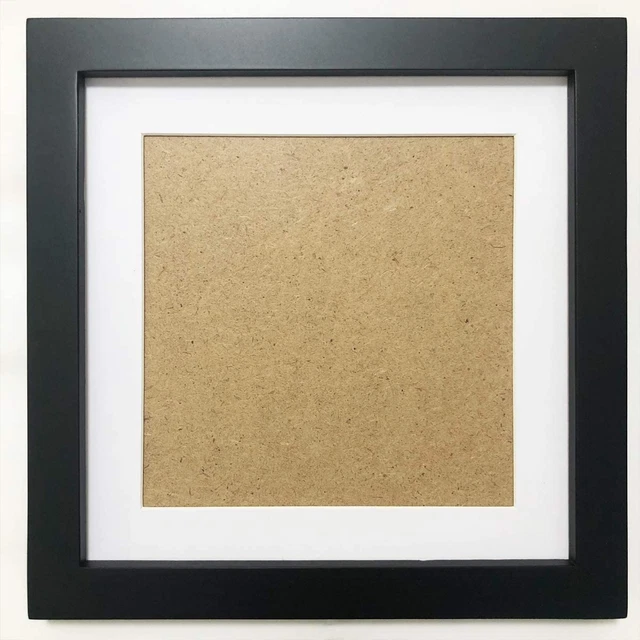 Zxt-Parts 8X8 Picture Frames Black, 6X6 Picture with Mat, Solid Wood Frame, Plas