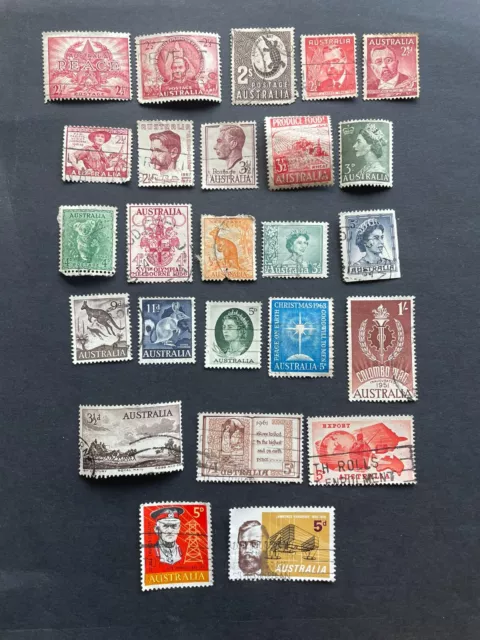 25 Australia Pre-Decimal Stamp Bundle Lot Used Condition Australian Stamps