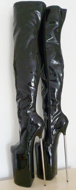 Lack Plateau Overknee high heels in Übergrößen