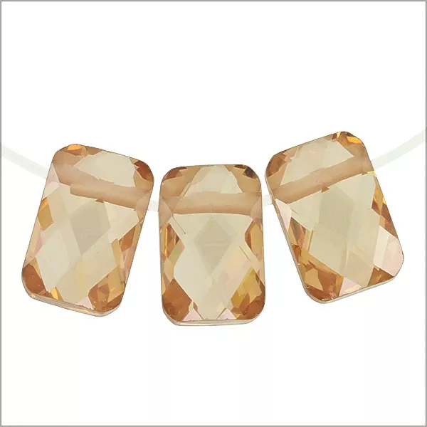 6 Cubic Zirconia Rectangle Cushion Beads 6x9mm Champagne #64068