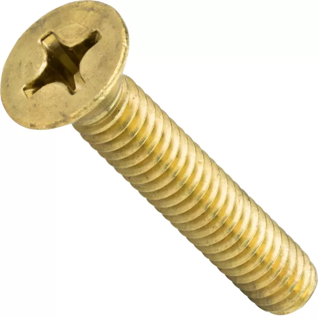 8-32 Flat Head Countersink Machine Screws Solid Brass Phillips Drive All Lengths