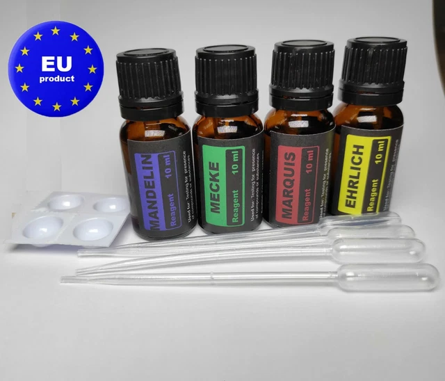 4pcs MARQUIS, MECKE, MANDELIN, EHRLICH tester reagent reagenz 10ml