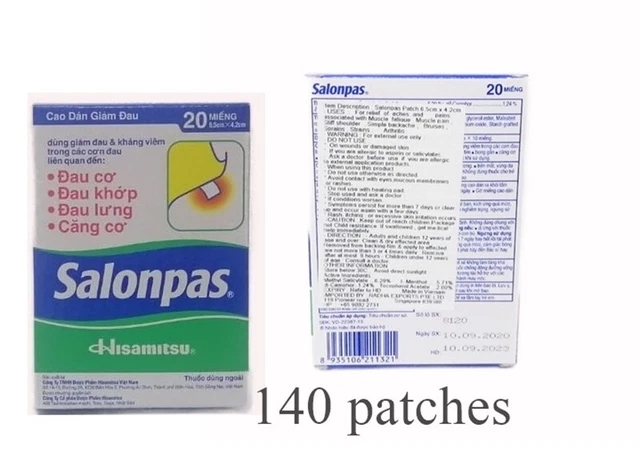 140 Salonpas Pain Relief HEAT Patches Hisamitsu 6.5x4.2cm - Expédier de Allemagn