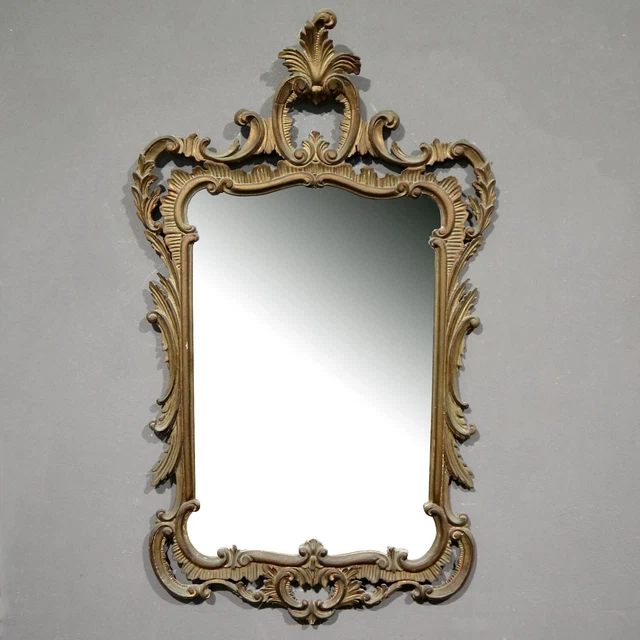 Espejo En Estilo Luis XV de Madera Tallada Época '900 Madera Dorado