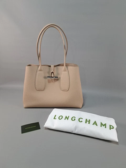 NEW Longchamp Roseau Leather Large Tote Sand Cream Beige Shoulder Bag Purse