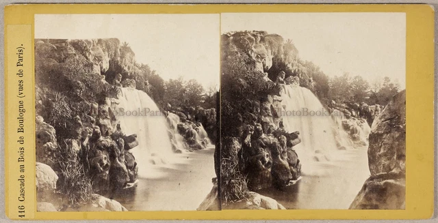 Cascade Holz Boulogne Paris Frankreich Foto Stereo Vintage Albumin c1865