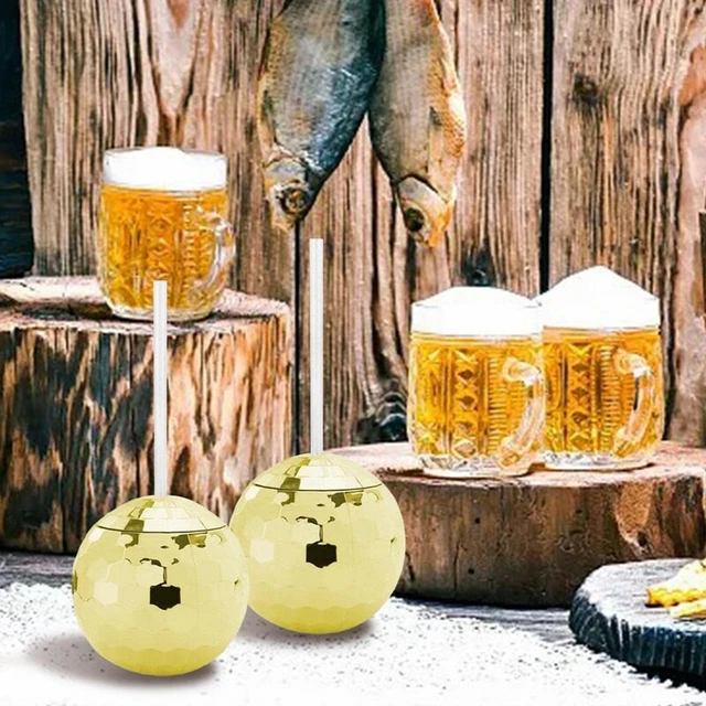 Set di 4 Bicchieri da Discoteca con Pallina Glitterata, Palla da Cocktail,  X8M5