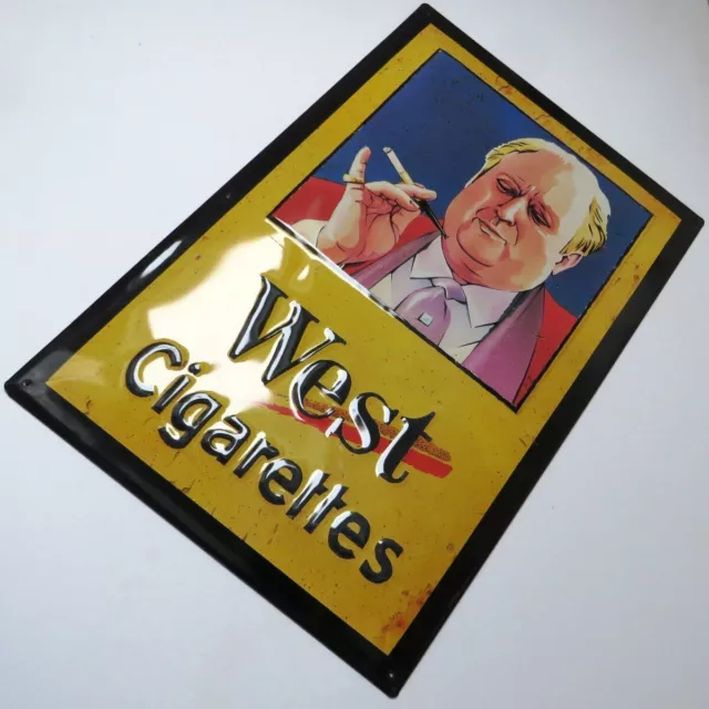 WEST Cigarettes = Altes Blechschild USA ~ 1982 TOPZUSTAND Tabak Zigaretten DANDY