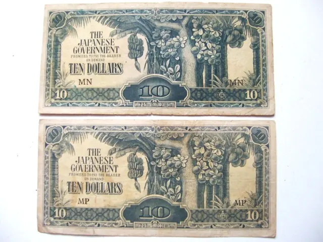 1942 japanese Malaya Singapore 10 ten dollars MN/MP 2