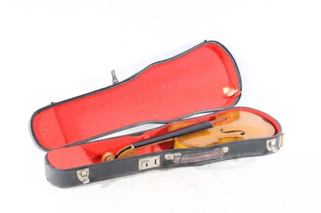 Alte Geige Violine Instrument Viola mit Koffer Etui Geigenkoffer