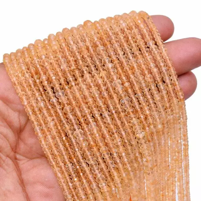 Naturel AAA Jaune Citrine Gemme Rondelle à Facettes 3mm-4mm Perles 13 " Brin