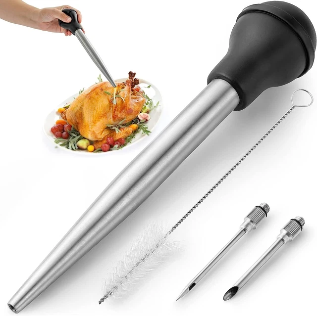 Baster tacchino a iniezione con precisione acciaio inox con ago angolato