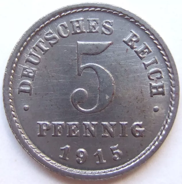 Replacement German Reich 5 Pfennig 1915 D IN Uncirculated