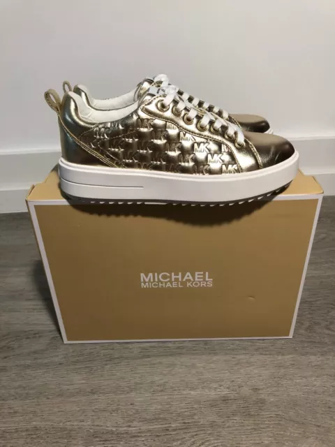 Michael Kors Emmett Lace-Up Pale Gold Metallic Sneakers Women's sizes 6-10/NEW!!