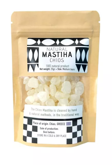 Mastic Gum Chios Mastiha Medium Tears Gum Greek 100% Natural Packs 25 gr /0.88Oz