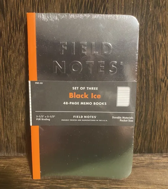 FIELD NOTES Black Ice 3 Pack Notebooks Sealed New