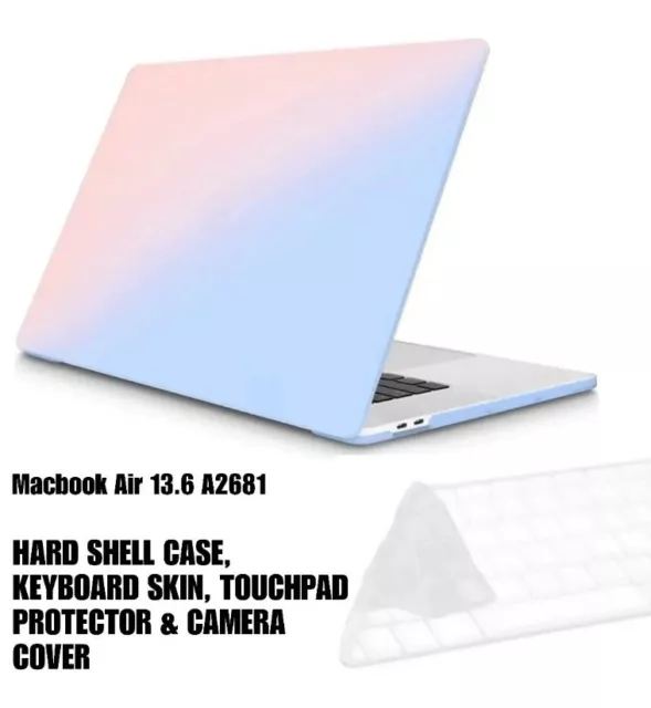 Macbook Air 13.6 A2681 Custodia rigida e pelle tastiera sfumata rosa blu nuovo