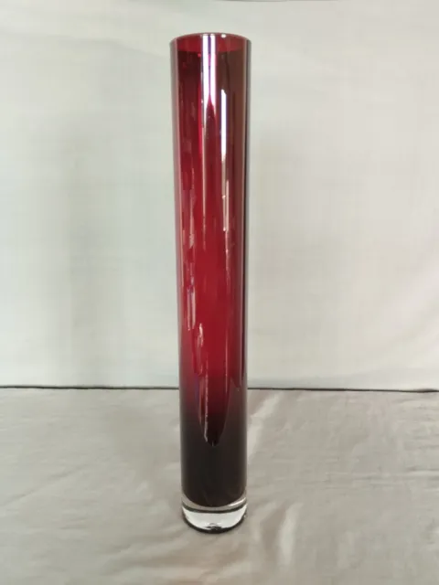 Grand Vase Rouleau En Verre Rouge Vintage Dlg Sommerso Murano H. 40Cm
