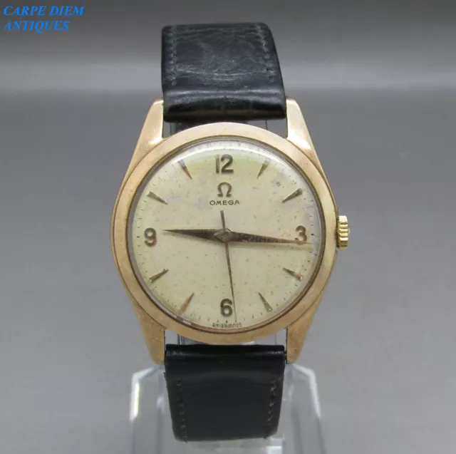 VINTAGE GENTS OMEGA SOLID 375 9ct GOLD CAL.420 17JWL 33mm M/W WRISTWATCH 1958